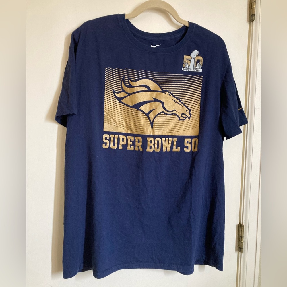 *Nike Blue “50th” Broncos Super Bowl Short Sleeve X-Large Shirt #W